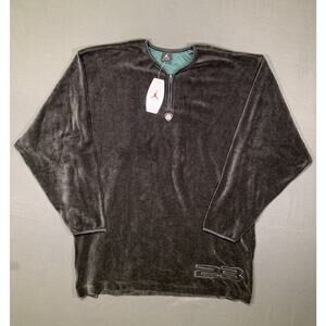 VINTAGE AIR JORDAN VELOUR TOP WARM UP JUMPMAN TRACK SHIRT SWEATSHIRT 1/4 ZIP NOS
